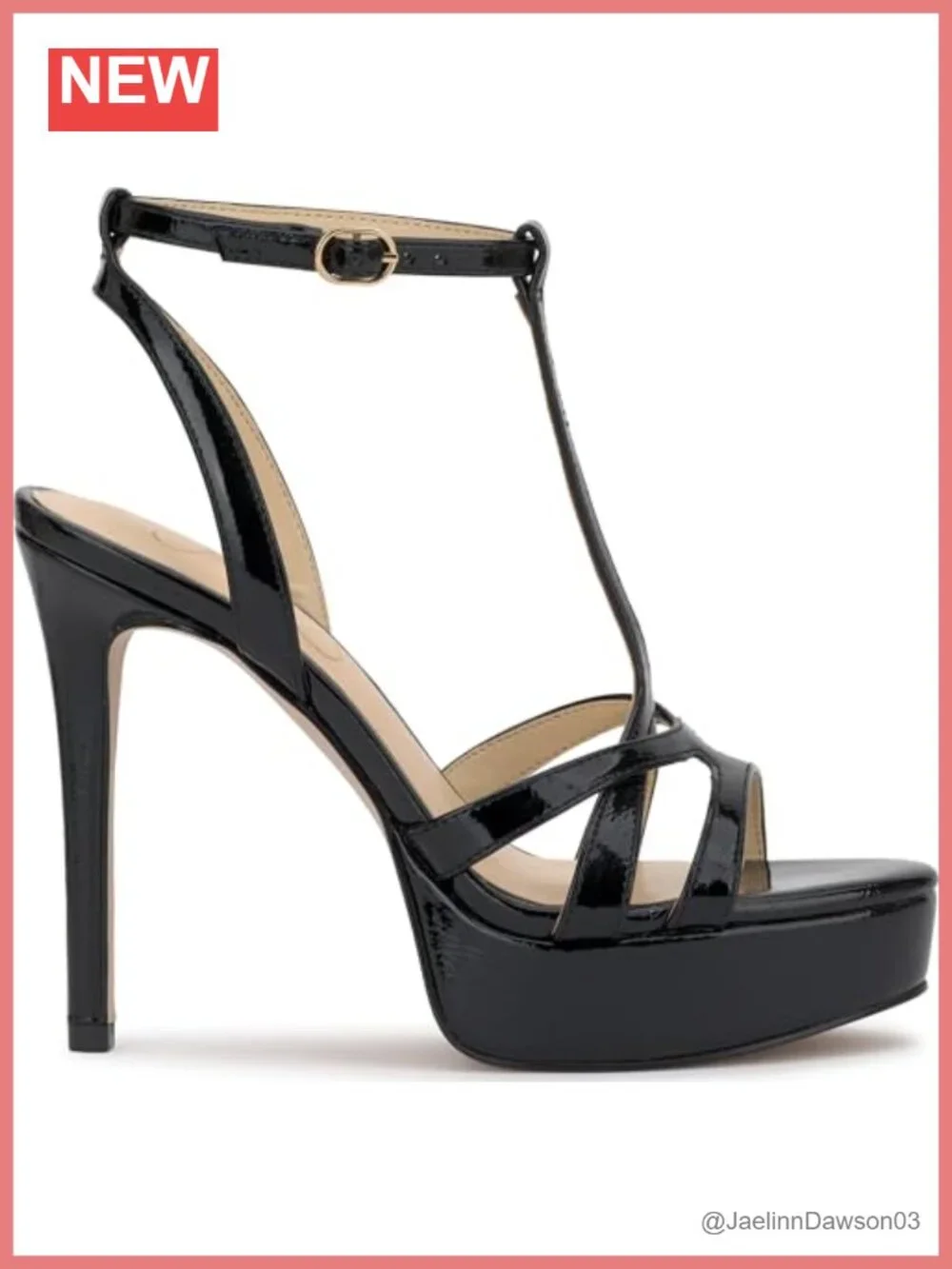 Faux Leather T-Strap Platform Sandals with Buckle, Open Toe